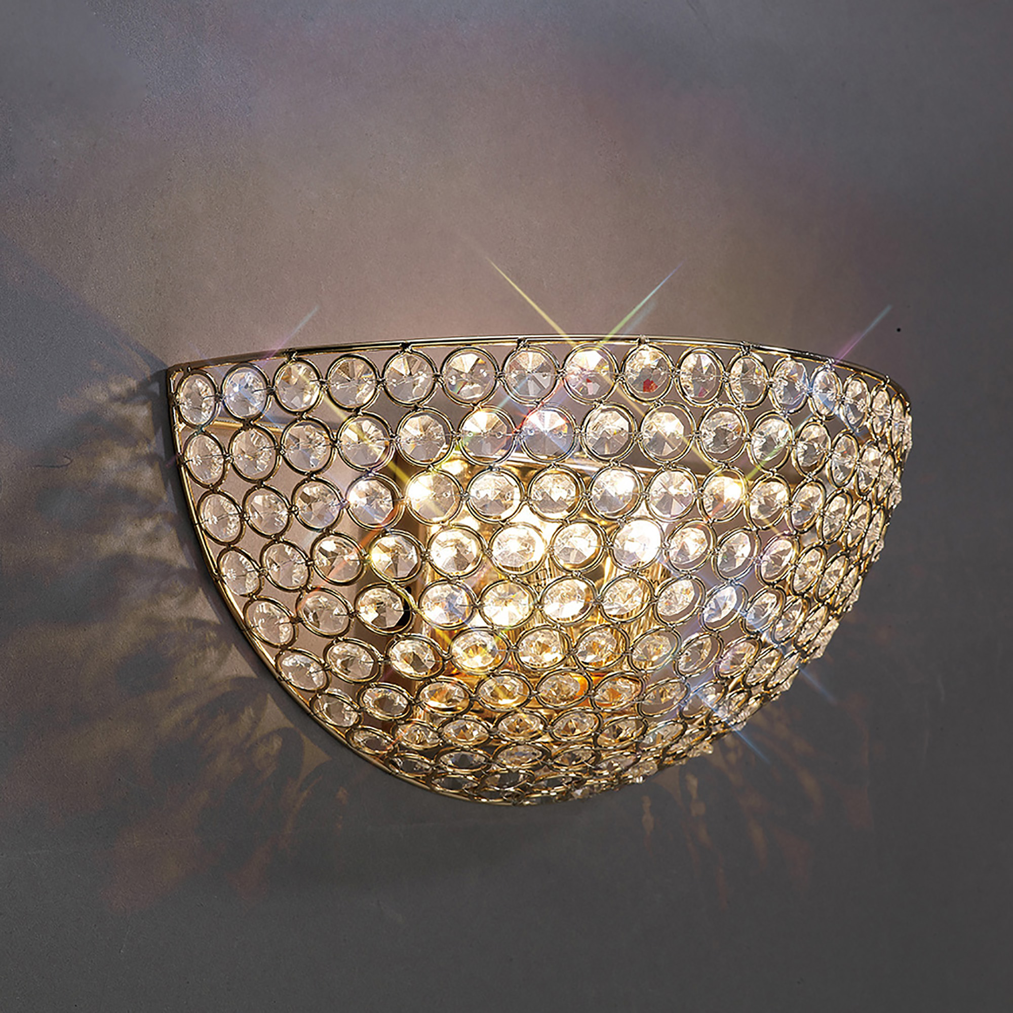 Ava French Gold Crystal Wall Lights Diyas Wall Washers